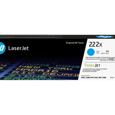 HP 222X - High Yield - cyan - original - LaserJet - toner cartridge (W2221X) - for Color LaserJet Pro MFP 3302fdn, MFP 3303fdw