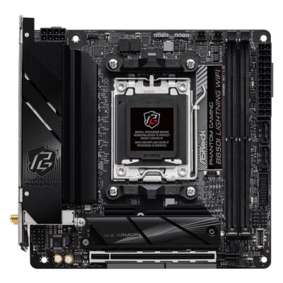 ASRock Phantom Gaming B650I Lightning WiFi - Motherboard - mini ITX - Socket AM5 - AMD B650 Chipset - USB-C 3.2 Gen2, USB-C 3.2 Gen 1, USB 3.2 Gen 2, USB 3.2 Gen 1 - 2.5 Gigabit LAN, Wi-Fi 6E, Bluetooth - onboard graphics (CPU required) - HD Audio (8-channel)