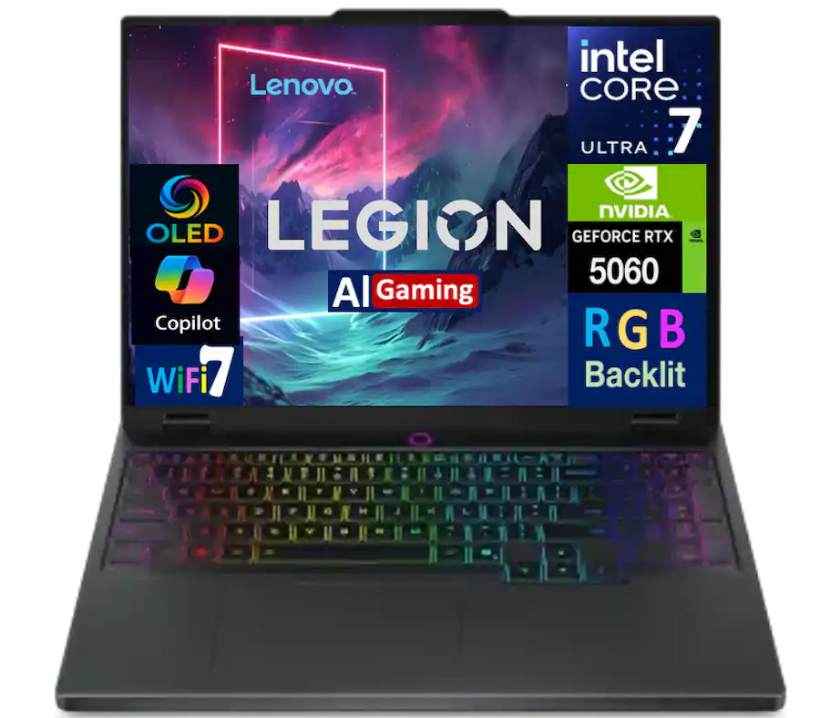 Lenovo – Legion 5i 83F00005US Laptop, Core Ultra 7 255HX, 16GB, 512GB SSD, 15.1″ (2560×1600), RTX 5060, Win 11 Home – Eclipse Black